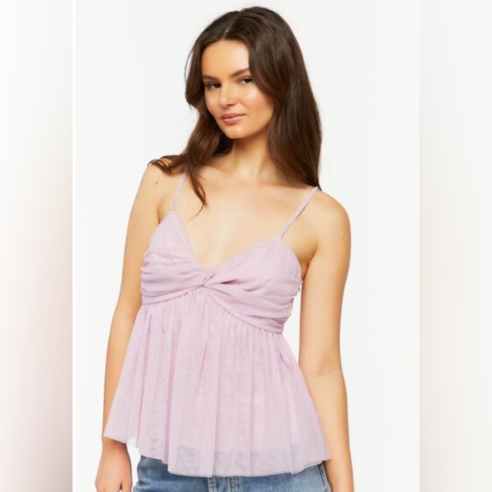 FOREVER 21 Rhinestone Twisted‎ Babydoll Cami